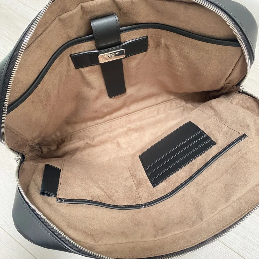 Serapian black Leather Document laptop Case